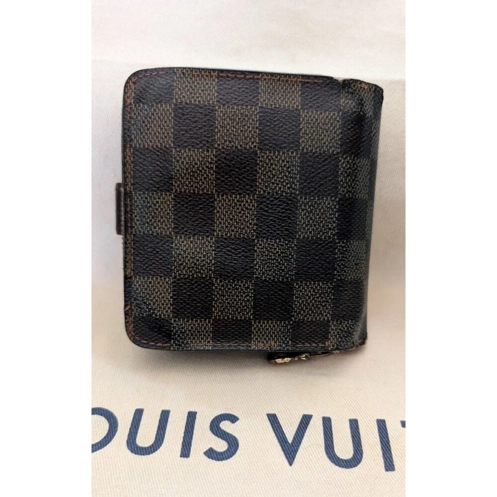 LOUIS VUITTON Wallet Compact Zip Damier Ebene Brown CA0065